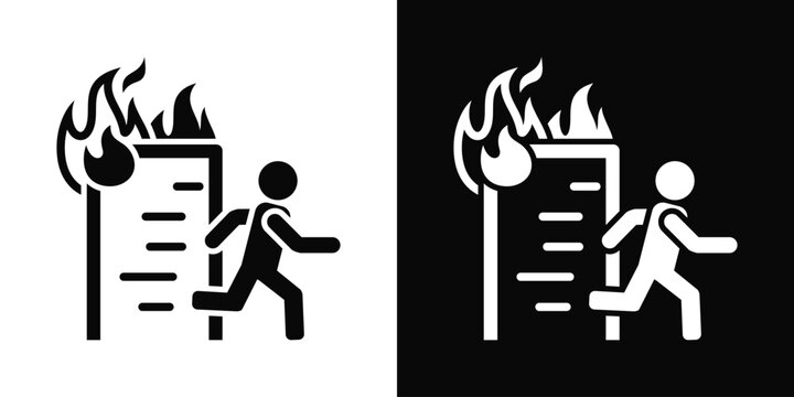 Evacuation Icon White And Black Background Style