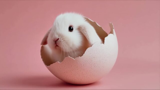 Cute Baby Bunny Hatching from Egg