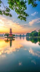 Fototapeta premium A serene morning by West Lake in Hanoi