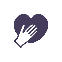 Obraz premium Hand on Heart Pledge Icon, Oath and Loyalty Symbol, Solid Glyph Vector Sign for Patriotism, Citizenship and Civic Duty. 
