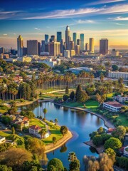 Obraz premium Panoramic Vista of Echo Parks Cityscape Downtown Los Angeles Unfolds Below