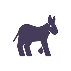 Democratic Donkey Icon, USA Political Party Symbol, Solid Glyph Vector Emblem for Election Campaign, Voting, Debate and Democracy.
