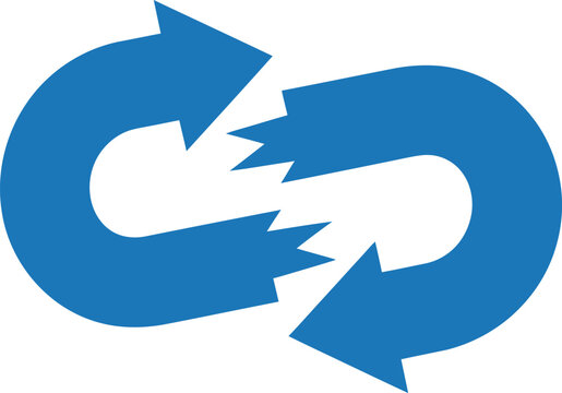 Blue Infinity Arrows Symbol with Jagged Edges Representing Connection and Flow