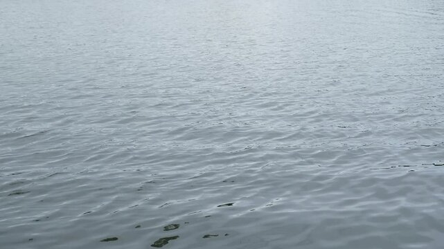 video of moving deep blue sea water surface wave by the heavy wind with many white bubble and reflection of surround