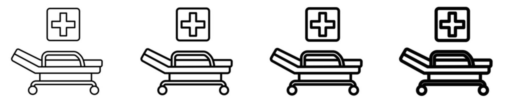 Hospital Bed Icon Set Different Style Collection