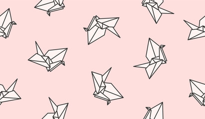 Cute paper crane pattern background vector design
