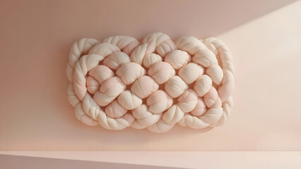 Macrame Wall Art Hanging, Modern Pink Woven Textile Decoration