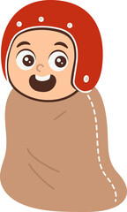 karakter gadis dengan helm merah ikut lomba balap karung saat 17-an