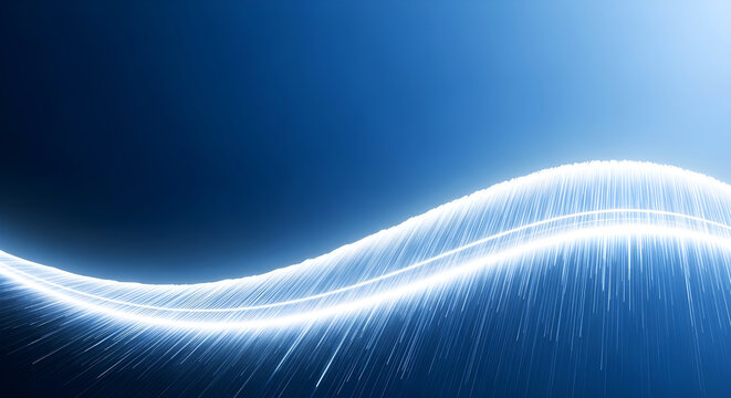 Abstract ribbed glass background in blue gradient tones with vertical wave texture and glossy light reflection, perfect for modern tech design, minimal visuals or digital surface presentations