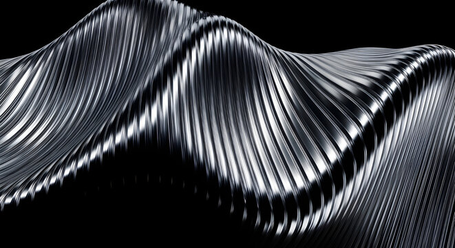 Glossy metallic abstract surface with vertical glass texture in dark silver tone, perfect for luxury cosmetics, modern tech display, premium product mockup, futuristic presentation background