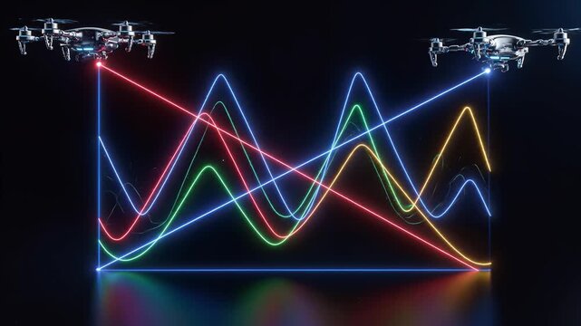 Drones Project Intersecting Neon Data Streams, Visualizing Networked Intelligence