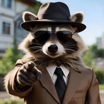 Raccoon agent pointing at you, Raccoon nation wants you.  jpg, 20x20in, 6000x6000px, 103M, 300dpi