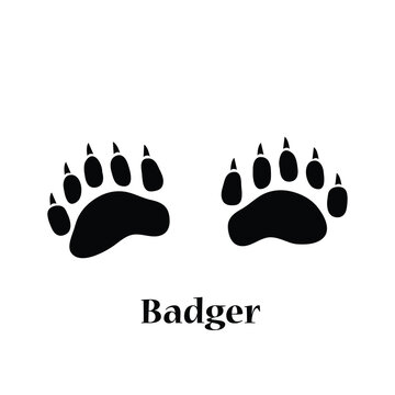 Badger Footprint Animal Track Isolated on White Background Vector EPS, Badger Footprint Wildlife Symbol