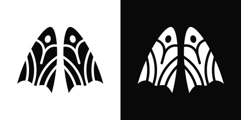 Flippers Icon White And Black Background Style © Mia