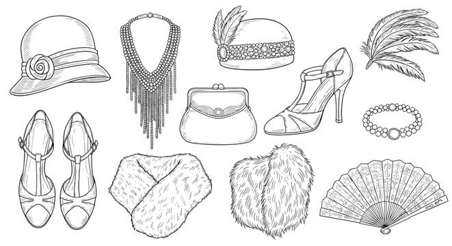 1920s flapper fashion accessories set