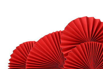 Obraz premium Red paper fans decorate for Chinese New Year, isolated, PNG