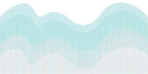 Digital wave pattern with teal and white pixelated design 