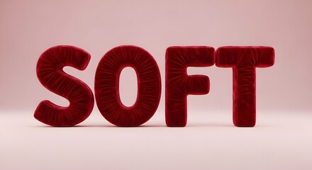SOFT Typography in Red Velvet, 3D Balloon Letters Squished Together, Tactile Text Design