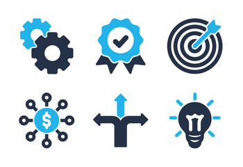 Solution and Creative Idea icon set. Solid glyph series icons