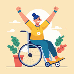 Fototapeta premium Wheelchair Athlete Winning a Marathon Race, Disability Sport and Achievement, Inspiring Determination