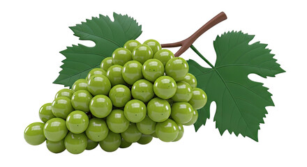 Obraz premium Green Grapes on Vine with Leaves