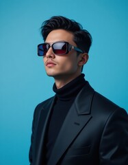 Modern Fashion Portrait of Man with Oversized Sunglasses
