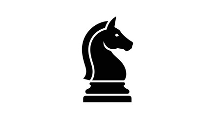 Black Chess Knight Silhouette Icon on White Background. © dariyah