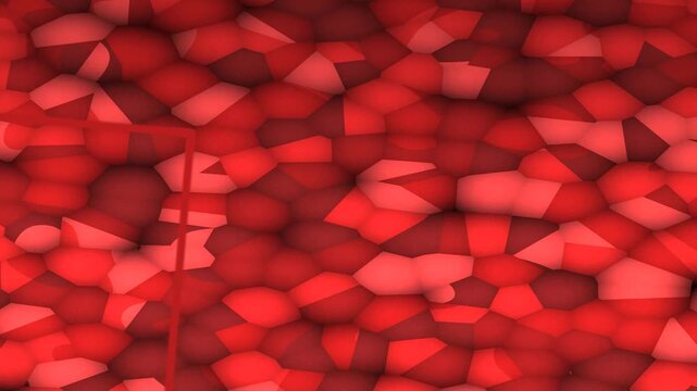 Abstract Cell Structure Moving with a Red Square Frame