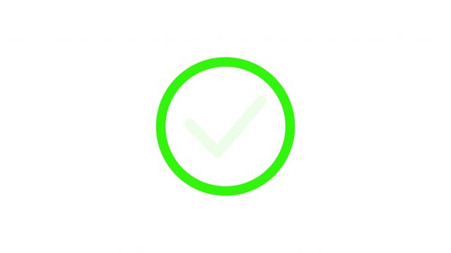 animation green check mark on transparent background symbolizes approval or success	