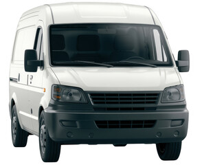 White van front view isolated on a transparent background