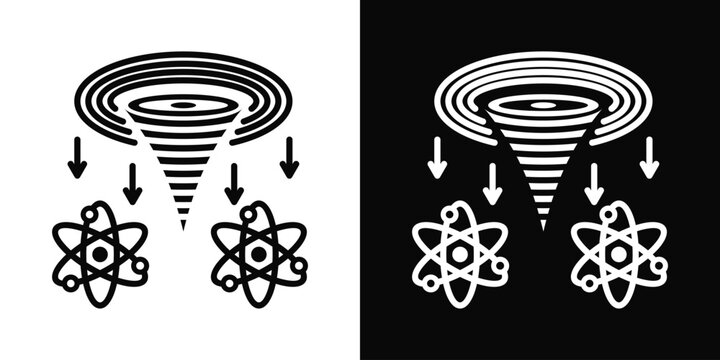 Quantum Gravity Icon White And Black Background Style