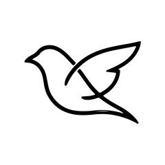 Obraz premium Minimalist vector illustration of a flying dove symbolizing peace and freedom
