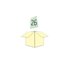 Illustration Box Cardboard with paper written with the number 26