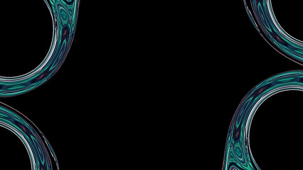 Abstract background with circular liquid ripples and metallic teal swirls forming elegant curved...