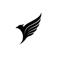 Fototapeta premium Minimalist black silhouette of a winged bird - vector illustration