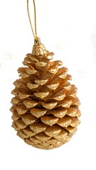 Golden pinecone christmas decoration transparent background