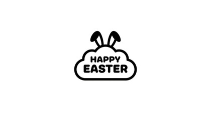 Fototapeta premium happy easter vector text with bunny ears, Easter graphic design / illustration