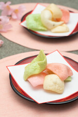 かきもち, 餅菓子, 揚げ菓子, ひなまつり, カラフル,