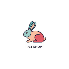 Obraz premium Colorful vector illustration of cute rabbit icon for pet shop logo, animal branding, or web graphic design in modern flat style