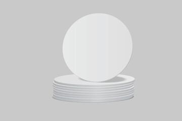 3D vector mockup of round blank beer coasters, isolated on background. Empty coaster lying for branding, pub, bar, restaurant, cafe, drinkware, bottle, can, cup holder and promotional product design © goku4501