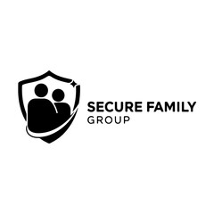 Secure family group logo - vector illustration of protection, unity, and support for family services and security companies