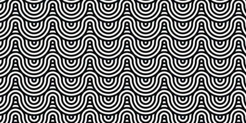 Fototapeta premium Black and white wavy line pattern with curved shapes and lines