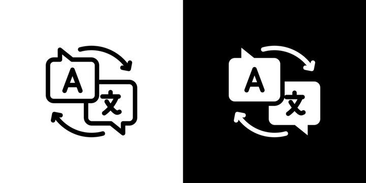 Translate icon concept with flat Black White Background. Vector illustration.