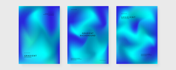 Fototapeta premium Set of three modern layouts with deep blue and turquoise mesh
