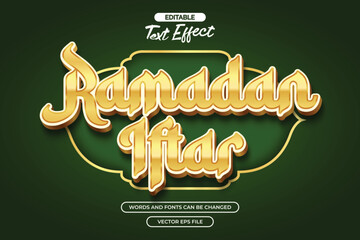 Ramadan iftar editable text effect with gold text style