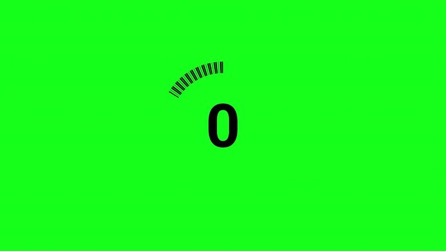 5 Second Circular Countdown Timer Animation with Segmented Ring on Green Screen