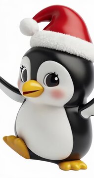 ping&uuml;ino, dibujos animados, ave, animal, navida, de invierno, diversi&oacute;n, catarro, chistoso, nieve, ilustraci&oacute;n, cuca, vector, vacaciones, negro, hielo, arte, gorros, car&aacute;cter, beb&eacute;, rojo, blanco, anta
