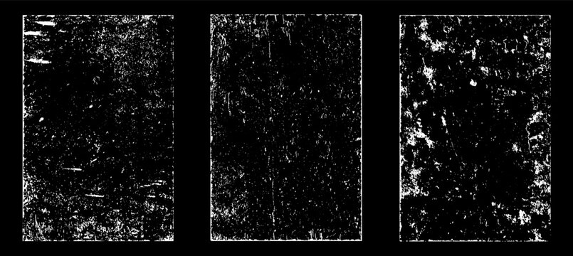 Grunge worn paper effect. Overlay texture stamps with old paper. Stamps distress grain surface dust and rough background concept. Illustration place over object to create grunge effect. Vector EPS10.
