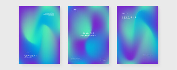 Naklejka premium Abstract cool aura gradient background set with soft blue purple and cyan mesh textures for calm and professional digital design