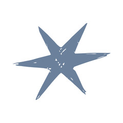 Obraz premium Abstract Blue Six Pointed Star with Hand Drawn Irregular Edges
